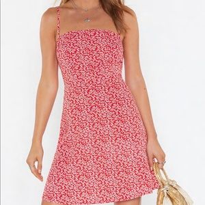 Red floral dress